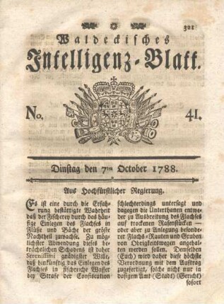 No. 41. Dinstag den 7ten October 1788