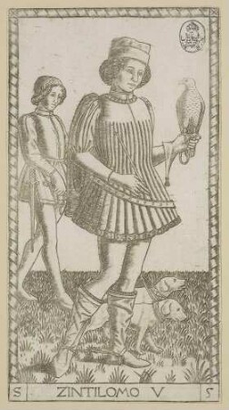 Zintilomo (der Adelige), Blatt Nr. 5 aus der S-Serie der sogenannten Tarock-Karten des Mantegna
