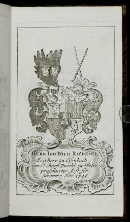 Herr Ioh. Wilh. Riedesel[...] - Herr Iohann Philipp Frantz v. Fleckenbuhl, Genant Burgel[...]