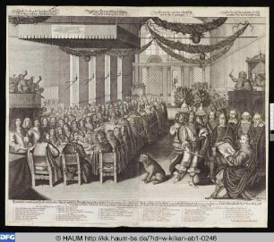 Aigentliche Abbildung deß Fried- und Freüden-Mahls, welches [...] Carol-Gustav Pfalzgrav bey Rhein [...] in [...] Nürnberg auff dem Rahthaus-Saal den 25 September Anno 1649 gehalten
