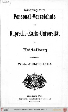 Wintersemester 1914/1915
