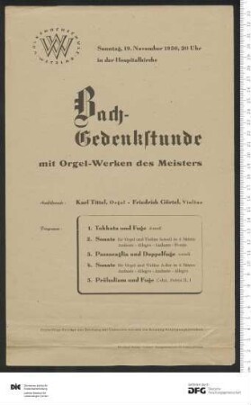 Ankündigung einer einzelnen Veranstaltung 1950