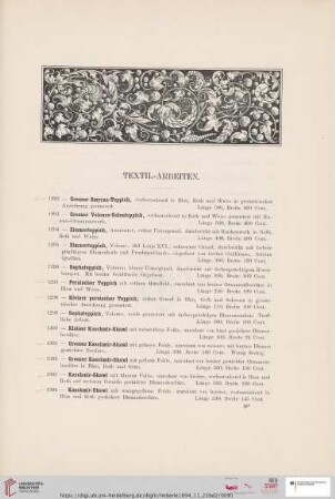 Textil-Arbeiten (Nr. 1292 - 1314)