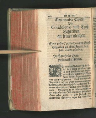 Das neundte Capitul[.] Von Condolenz- und Trost-Schreiben an seines gleichen.