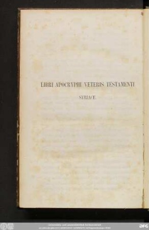 Libri Apocryphi Veteris Testamenti Syriace.