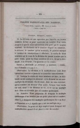 Théorie élémentaire des nombres.