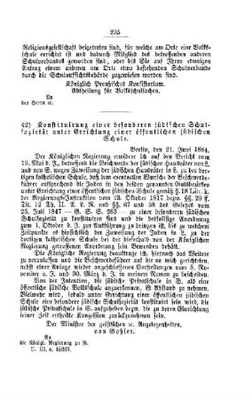 Konstituirung einer besonderen jüdischen Schulsozietät unter Errichtung einer öffentlichen jüdischen Schule : [V. Volksschulwesen]