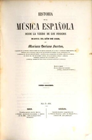 Historia de la Música Española desde la venida de los Fenicios hasta el año de 1850, 2
