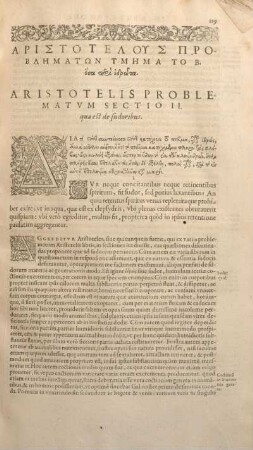 Aristotelis Problematvm Sectio II.