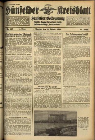 Erste Ausgabe vom Montag, den 24. Oktober 1938.