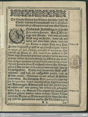 Leichenpredigt : Christliche Leichpredigt. [Eingang]. Textus. Exordium. Exegesis
