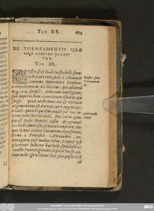 De Torneamentis Quae vulgò Giostre Dicuntur. Tit. XX.