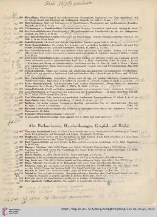 Alte Buchmalereien, Handzeichnungen, Graphik und Bücher (Nr. 501-532)