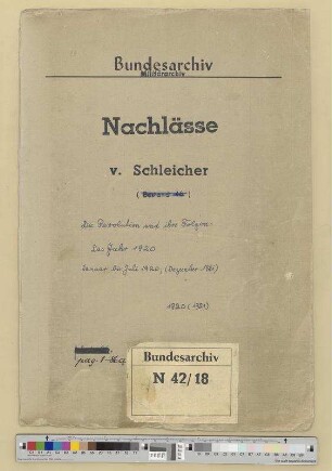 Reichswehrministerium - Referat T 1 A 3 "Innere militärische Lage, politische Fragen" bzw. Gruppe T 1 III "Innen- und militärpolitische Angelegenheiten": Bd. 4