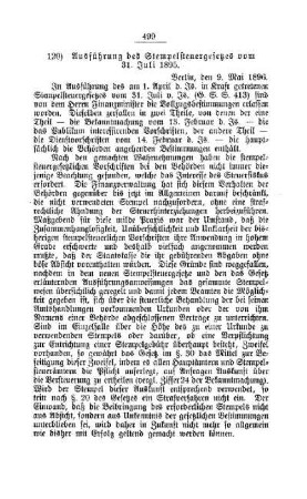Ausführung des Stempelsteuergesetzes vom 31. Juli 1895 : [A. Behörden und Beamte]