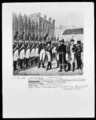 Napoleons Einzug in Berlin am 27.09.1806, Parade der französischen Garde vor Napoléon im Lustgarten