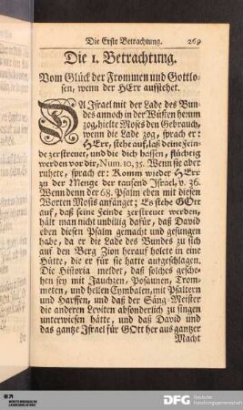 Die 1. Betrachtung. Vom Glück der Frommen und Gottlosen, wenn der HErr aufstehet.