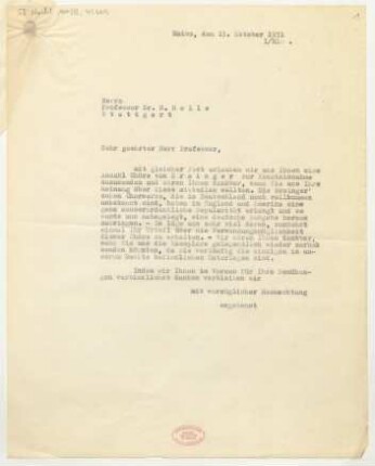 Brief an Hugo Holle : 13.10.1931