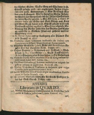 Appendix Librorum in Quarto
