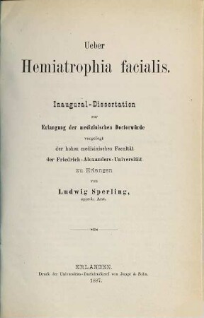 Über Hemiatrophia facialis