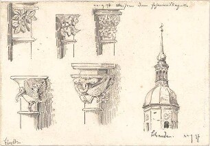 Schultz, Fritz; Deutschland; Frankreich; Niederlande; Reiseskizzen und Bauaufnahmen - Johanniskapelle im Dom zu Meißen (Details); Turm (Perspektive)