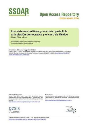 Los sistemas políticos y su crisis: parte II; la articulación democrática y el caso de México
