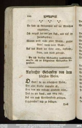 Aufrechte Gedanken von dem höchsten Wesen.