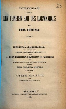 Untersuchungen ueber den feineren Bau des Darmkanals von Emys Europaea