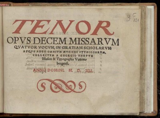 Opus decem missarum quatuor vocum. Tenor