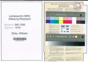 Entnazifizierung Wilhelm Dicks , geb. 06.04.1906 (Molkereibesitzer)