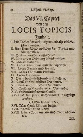 Das VI. Capitel. von den Locis Topicis.