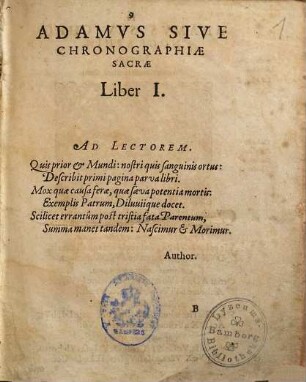 Chronographiae sacrae utriusque testamenti historias continentis libri V