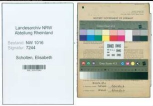 Entnazifizierung Elisabeth Scholten , geb. 06.02.1887 ()