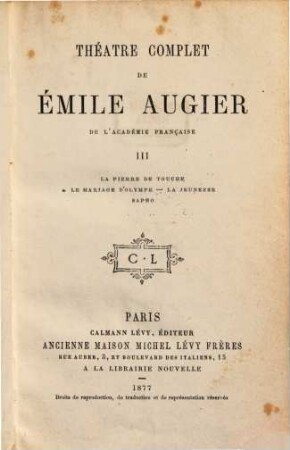 Théâtre complet de Émile Augier. III
