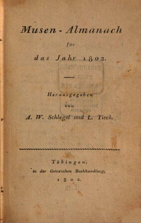 Musen-Almanach : für das Jahr .... 1802