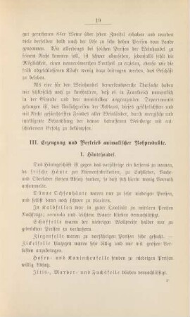 III. Erzeugung und Vertrieb animalischer Rohprodukte.