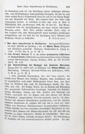 619-621 [Rezension] Paas, Theodor, Das Opus imperfectum in Matthaeum