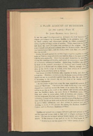 A Plain Account of Buddhism. (In two Parts). Part II.