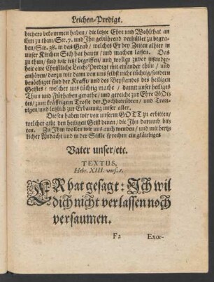 Textus, Hebr. XIII. vers. 1.