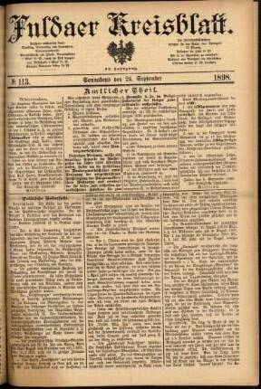 Erste Ausgabe vom Samstag, den 24. September 1898.