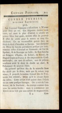 Conrad Premier. Dixieme Empereur.