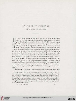 5. Pér. 11.1925: Un portrait d'inconnu au musée du Louvre