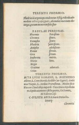 Fabulae Personae.