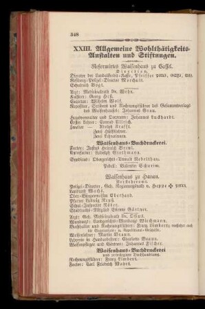 XXIII. Allgemeine Wohlthätigkeits=Anstalten und Stiftungen.