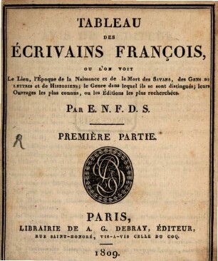 Tableau des écrivains français, 1