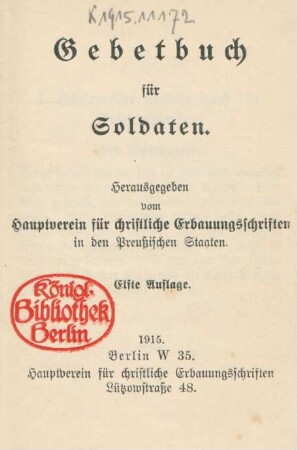 Gebetbuch für Soldaten