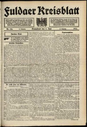 Zweite Ausgabe vom Samstag, den 03. Juni 1911.