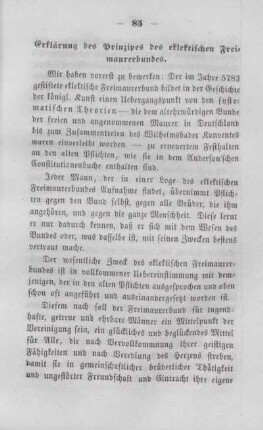 Erklärung des Prinzipes des eklektischen Freimaurerbundes.