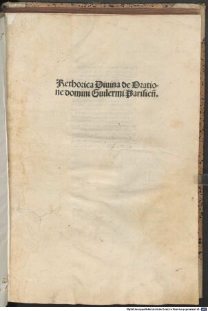 Rethorica Diuina de Oratione domini Guilermi Parisien[sis]