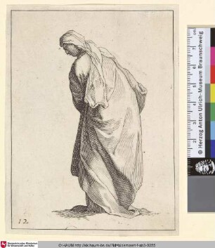 [A draped Woman; Frau mit langem Gewand, Rückenfigur, nach links gewandt]